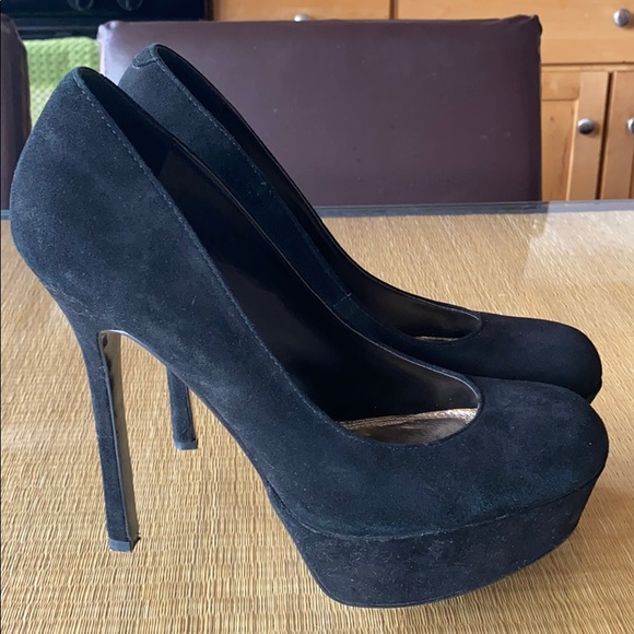 STEVE MADDEN Black Suede Platform Heels - Picture 5 of 5